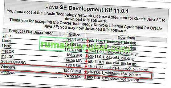 Descarga del kit de desarrollo de Java