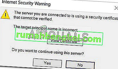 修正：接続しているサーバーは、検証できないセキュリティ証明書を使用しています
