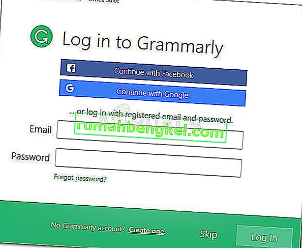 Влезте с вашите идентификационни данни за Grammarly