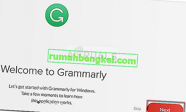 Преминавайки през екраните за обучение на Grammarly