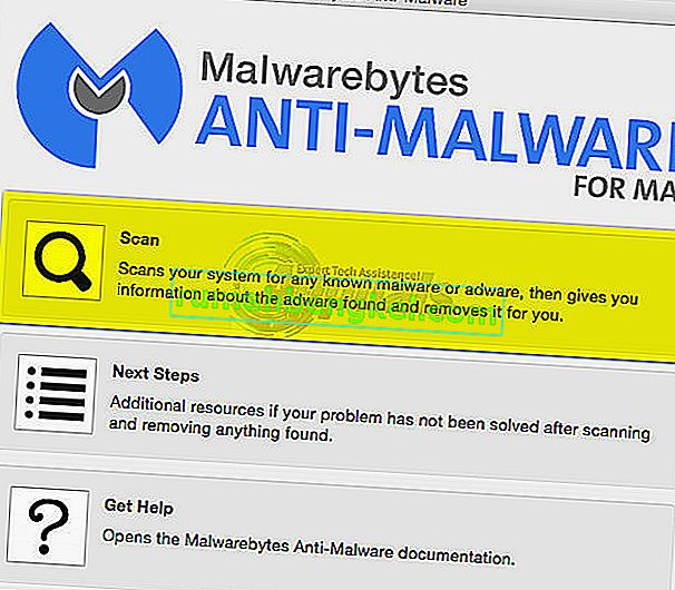المسح باستخدام MalwareBytes