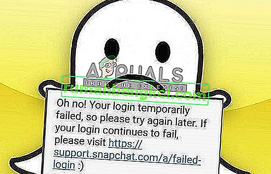 תיקון: כניסה של Snapchat נכשלה באופן זמני