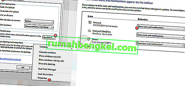 Cómo mostrar el icono de red en la barra de tareas en Windows 7, 8 o 10