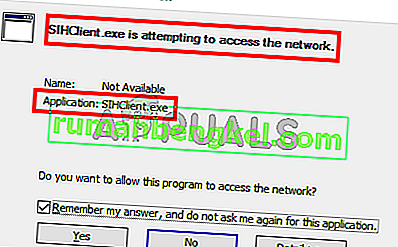 إصلاح: Sihclient.exe يحاول الوصول إلى الشبكة
