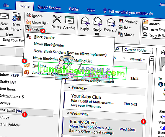 Как да спрем Outlook 2016 от преместване на имейли в папка за нежелана или нежелана поща