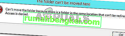 Nie można przenieść folderu, ponieważ w tej samej lokalizacji znajduje się folder, którego nie można przekierować.  Odmowa dostępu