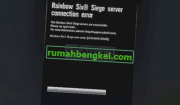 تم: رمز خطأ Rainbow Six Siege 3-0x0001000b