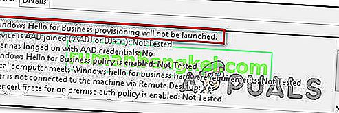 Поправка: Windows Hello for Business Provisioning няма да бъде стартиран