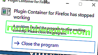 Поправка: Контейнерът за приставки за Firefox спря да работи