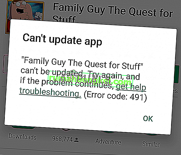 إصلاح: رمز خطأ Google Play 491