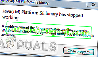 Исправлено: двоичный файл Java Platform SE перестал работать.