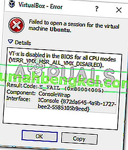Solución: VT-X está deshabilitado en la BIOS para todos los modos de CPU (Verr_Vmx_Msr_All_Vmx_Disabled)