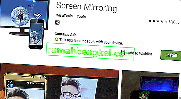 تثبيت تطبيق Screen Mirroring من متجر Google Play