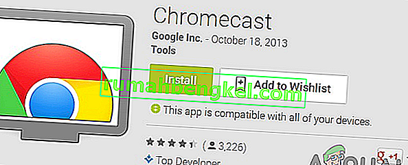 تثبيت تطبيق Chromecast من متجر Google Play