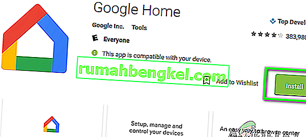 تثبيت تطبيق Google Home من متجر Google Play