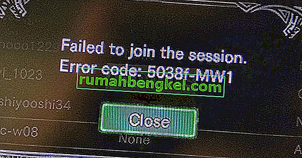 Код за грешка в Monster Hunter World 5038f MW1