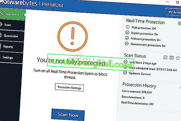 Como resolver o erro Malwarebytes Real-Time Web Protection Won & rsquo; t Ativar