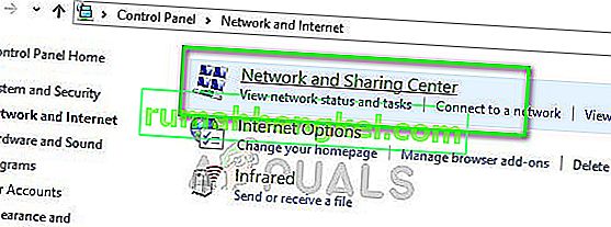 Център за мрежи и споделяне - контролен панел