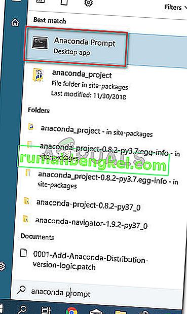 시작 메뉴를 사용하여 Anaconda 프롬프트를 엽니 다.