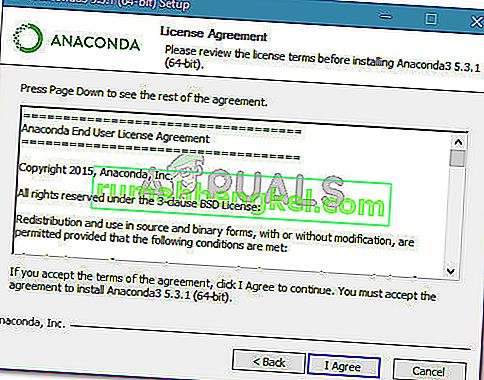 Лицензионно споразумение за Anaconda