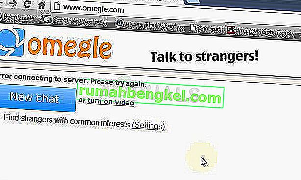 Ошибка Omegle при подключении к серверу