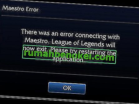 Fix: League of Legends Maestro Error