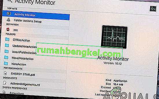 Búsqueda de Monitor de actividad - Mac OS