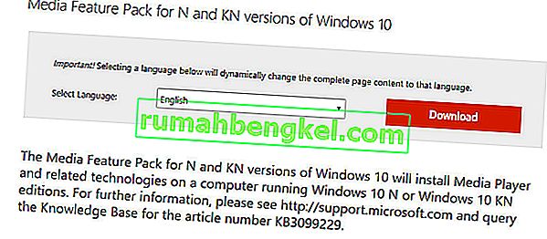 حزمة ميزات الوسائط (لنظام التشغيل Windows N / KN)
