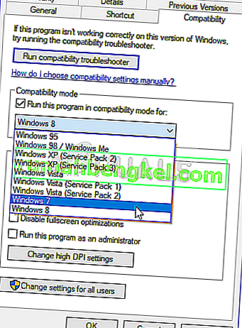 تشغيل اللعبة في وضع التوافق لنظام التشغيل Windows 7