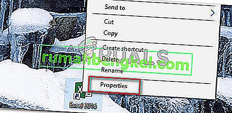 Щракнете с десния бутон върху изпълнимия файл на Excel и изберете Properties
