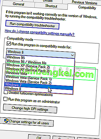 Ejecute este programa en modo de compatibilidad para Windows 7